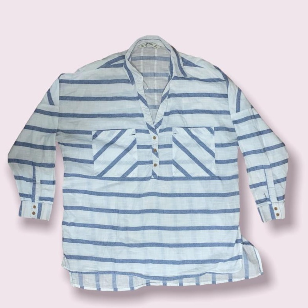 Zara Women Basics/‘- Long sleeve striped Button Down - size Small